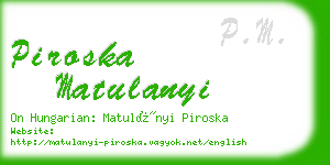 piroska matulanyi business card